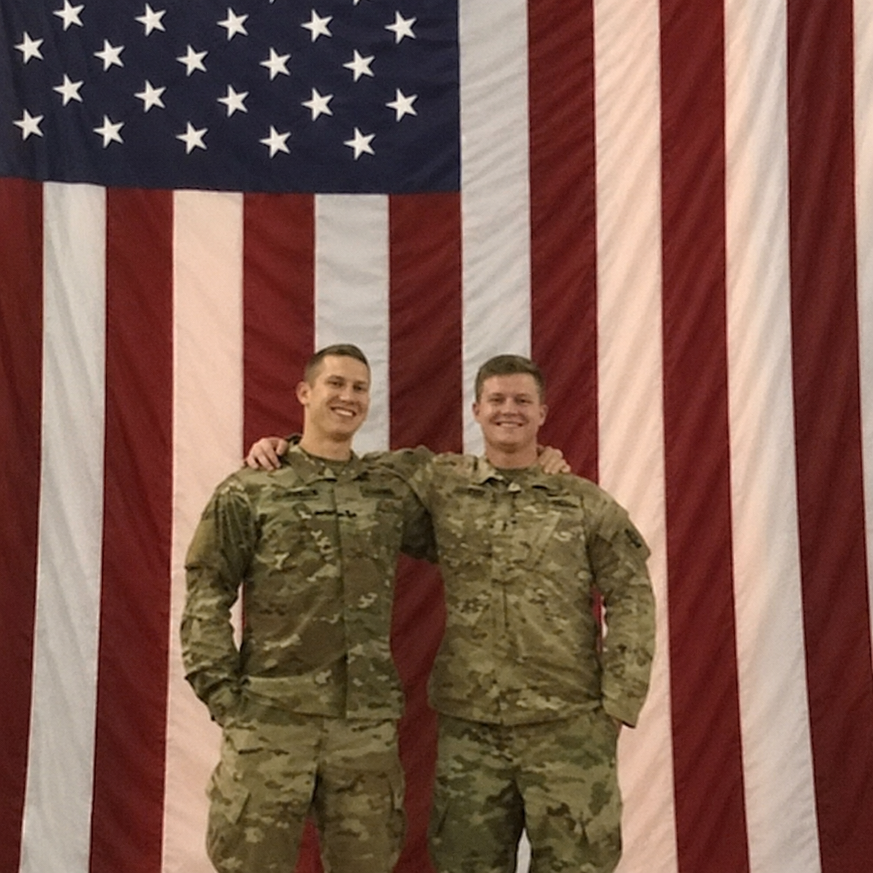 Ian Cunningham and Connor Corkrin during their Army Engineer deployment