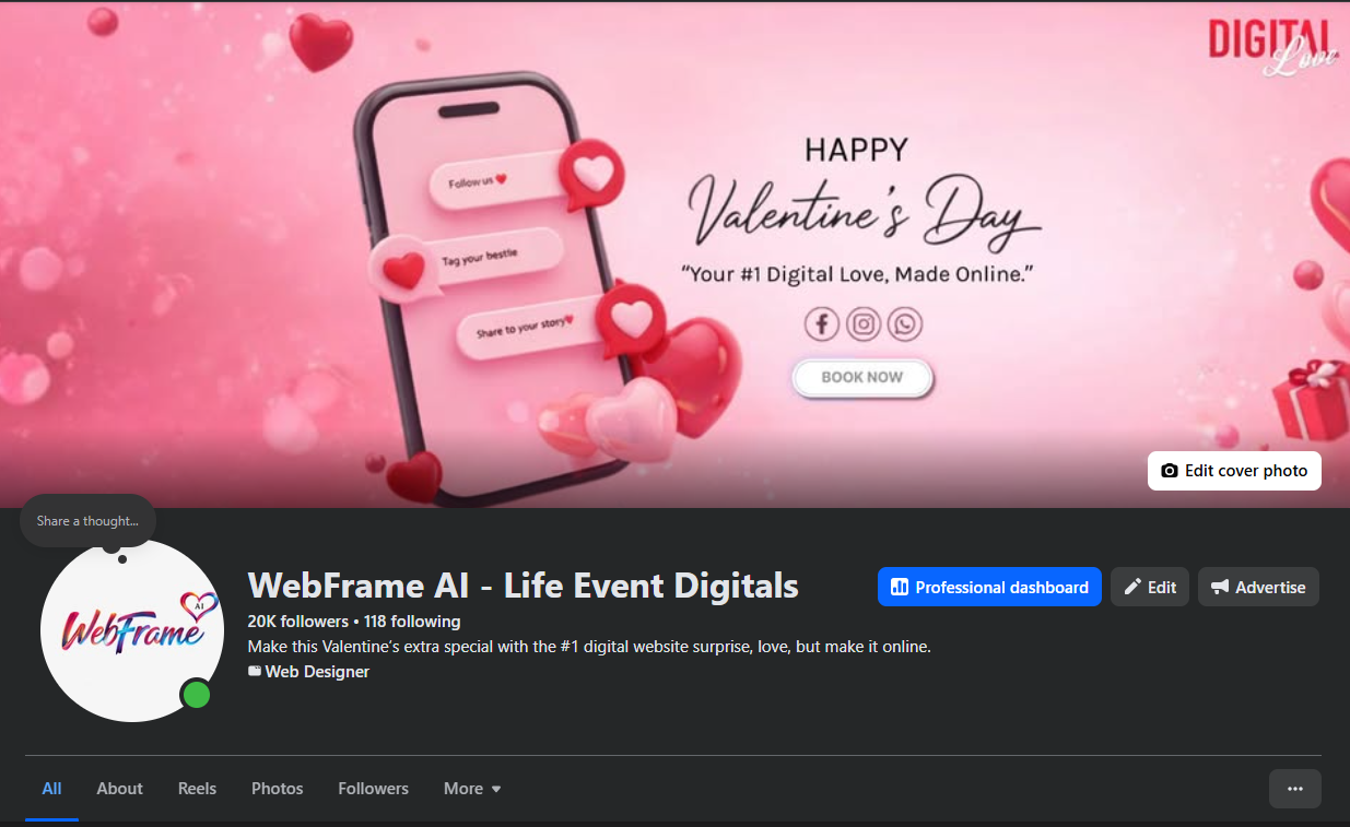 WebFrame AI — Digital Life-Event Platform (20K Followers)