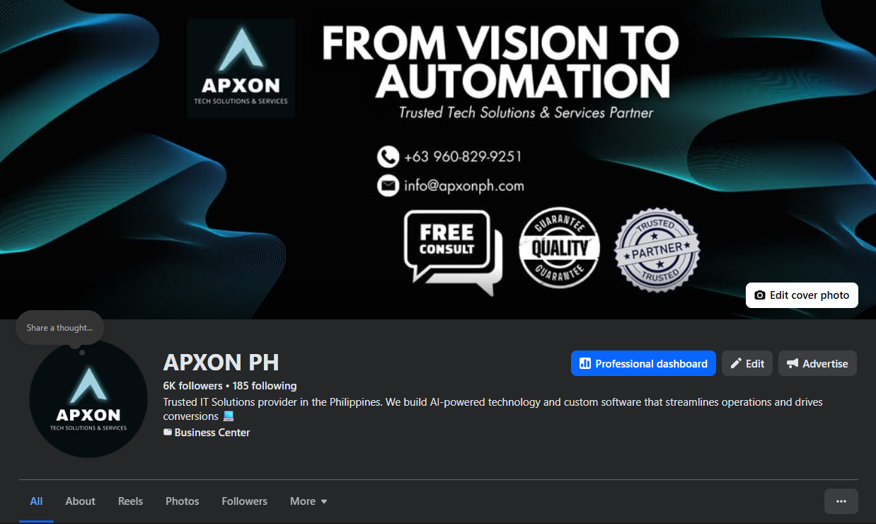 APXON PH — Facebook Profile Optimization & SMM (6K Followers)