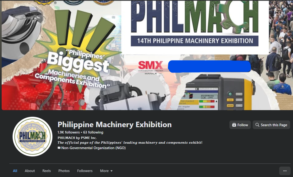 Philippine Machinery Exhibition — Facebook Page Optimization & SMM (1.9K Followers)