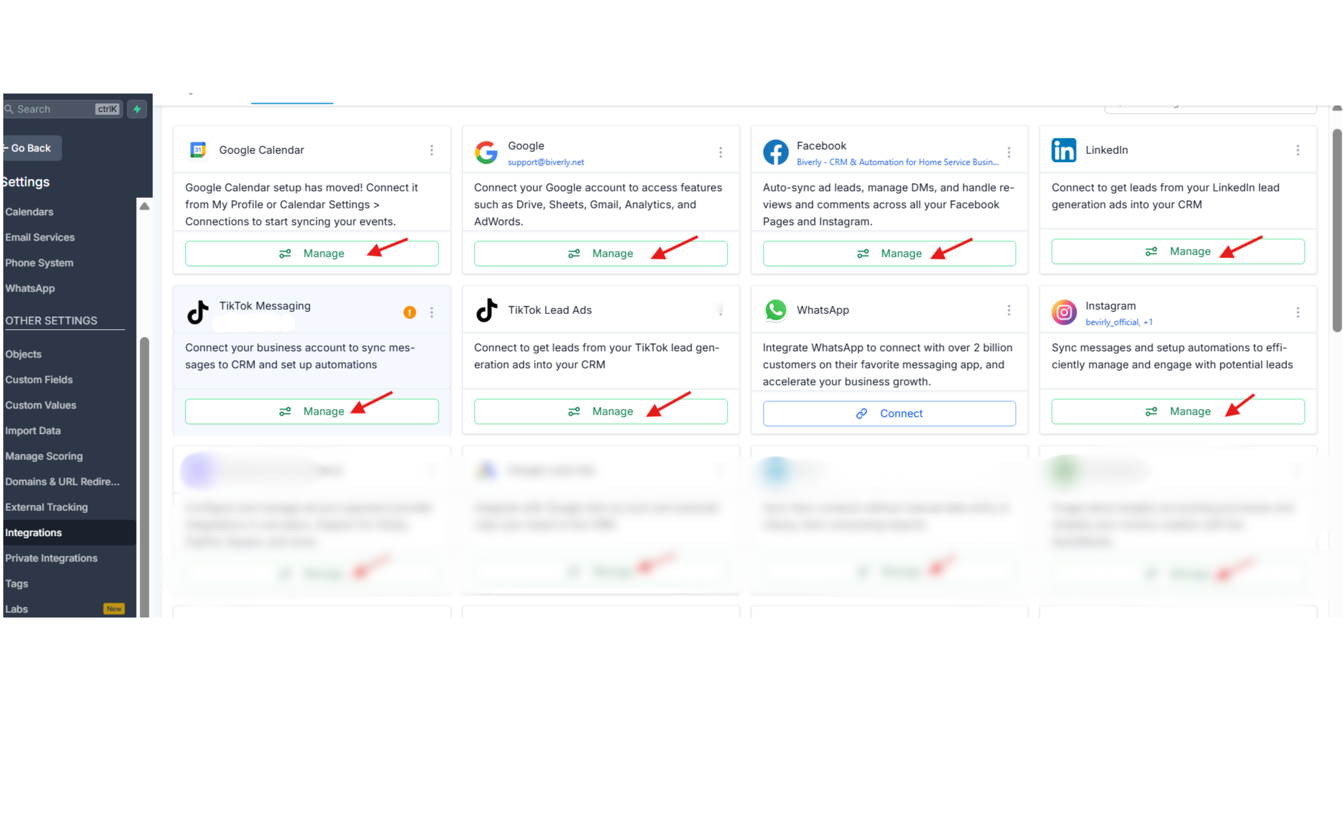 Integration Management (GoHighLevel)