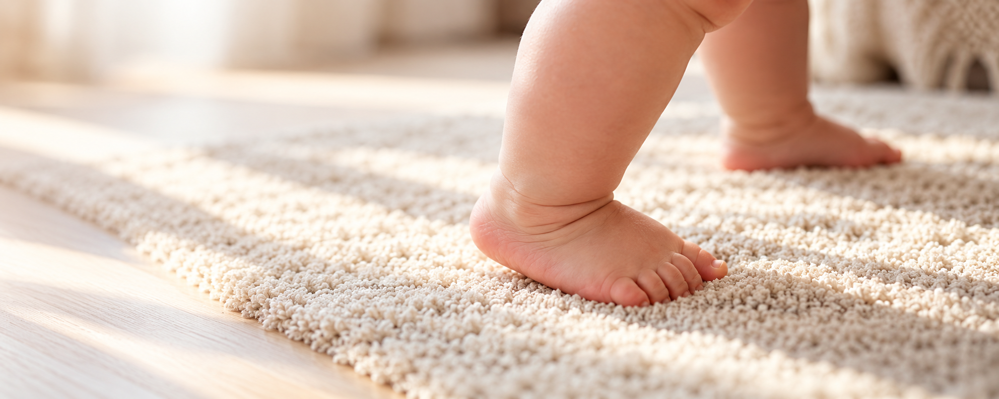 Baby taking first steps