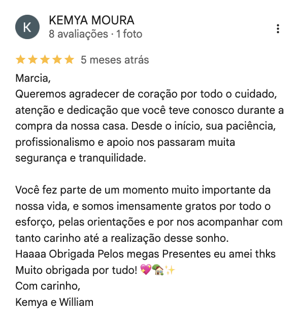 Avaliação de cliente no Google