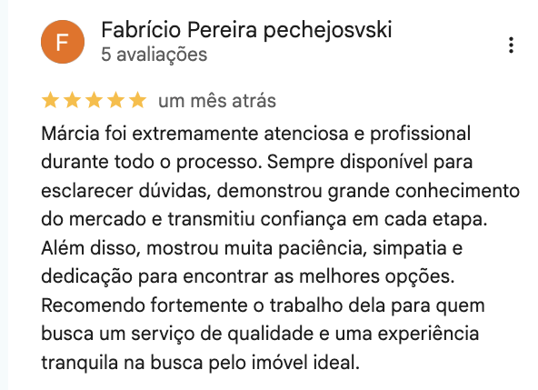Avaliação de cliente no Google