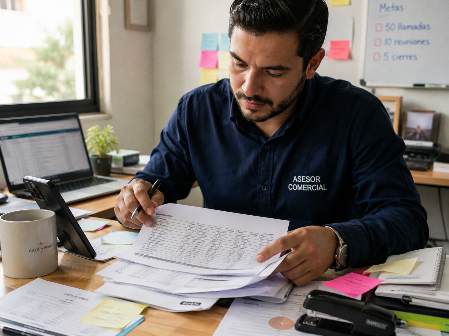 Asesor comercial calificando leads del departamento de ventas Asesor comercial calificando leads del departamento de ventas