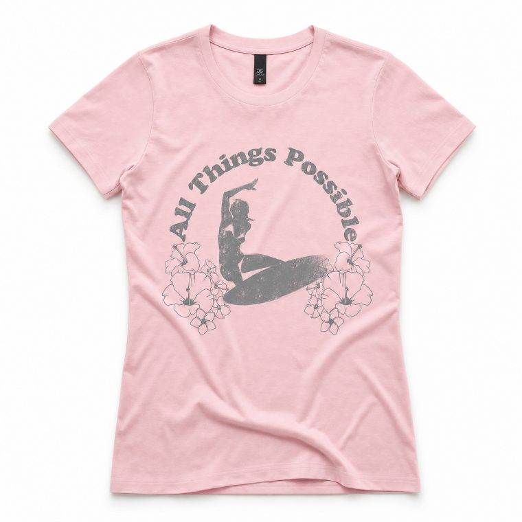 Womens Graphic Tee — Sun Surfer (Pink)