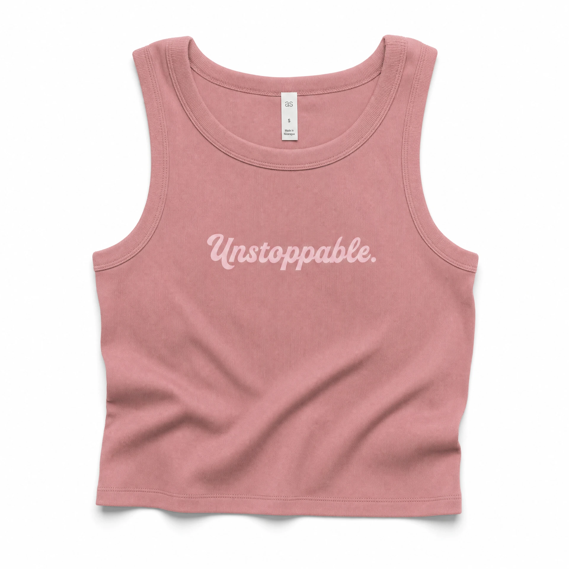 Womens Cropped Tank — Unstoppable (Hazy Pink)