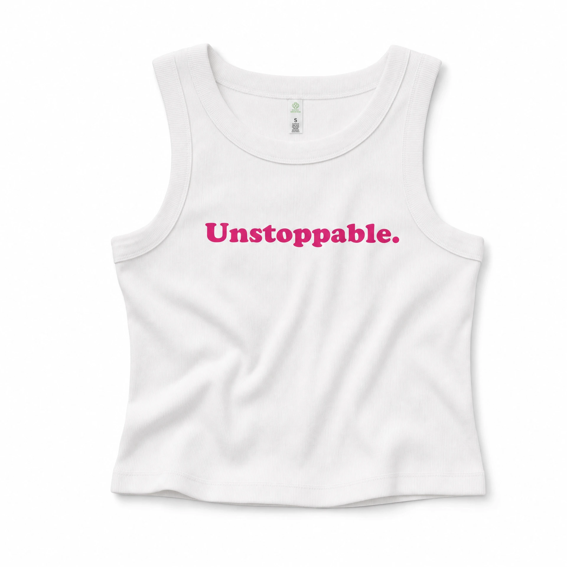 Womens Cropped Tank — Unstoppable (White)