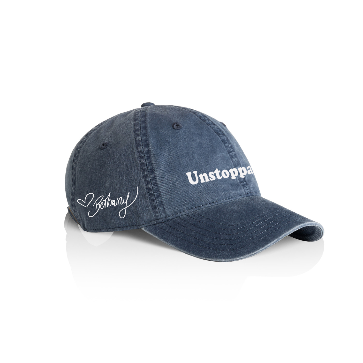 Washed Unstructured Hat — Unstoppable (Washed Navy – Alternate Angle)