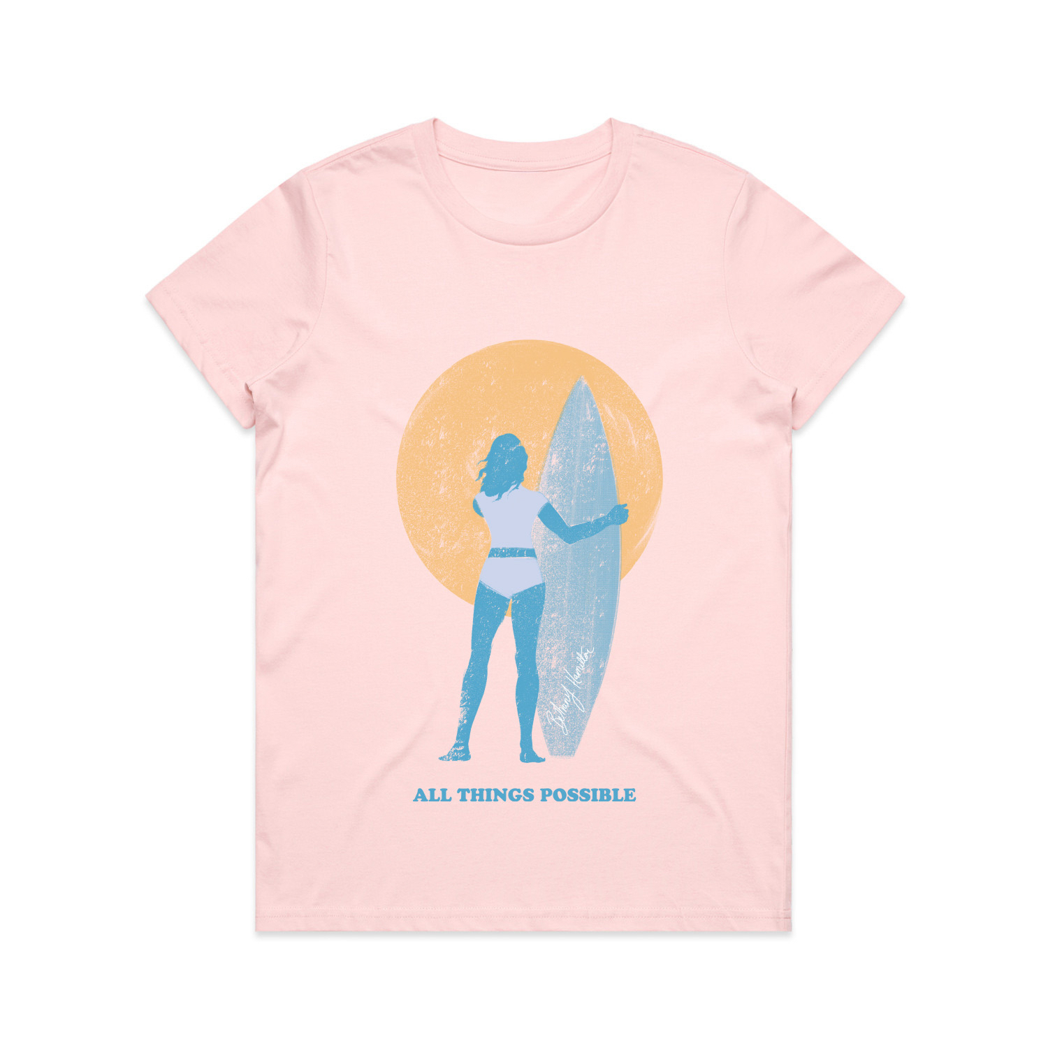 Womens Graphic Tee — Sun Surfer (Pink)