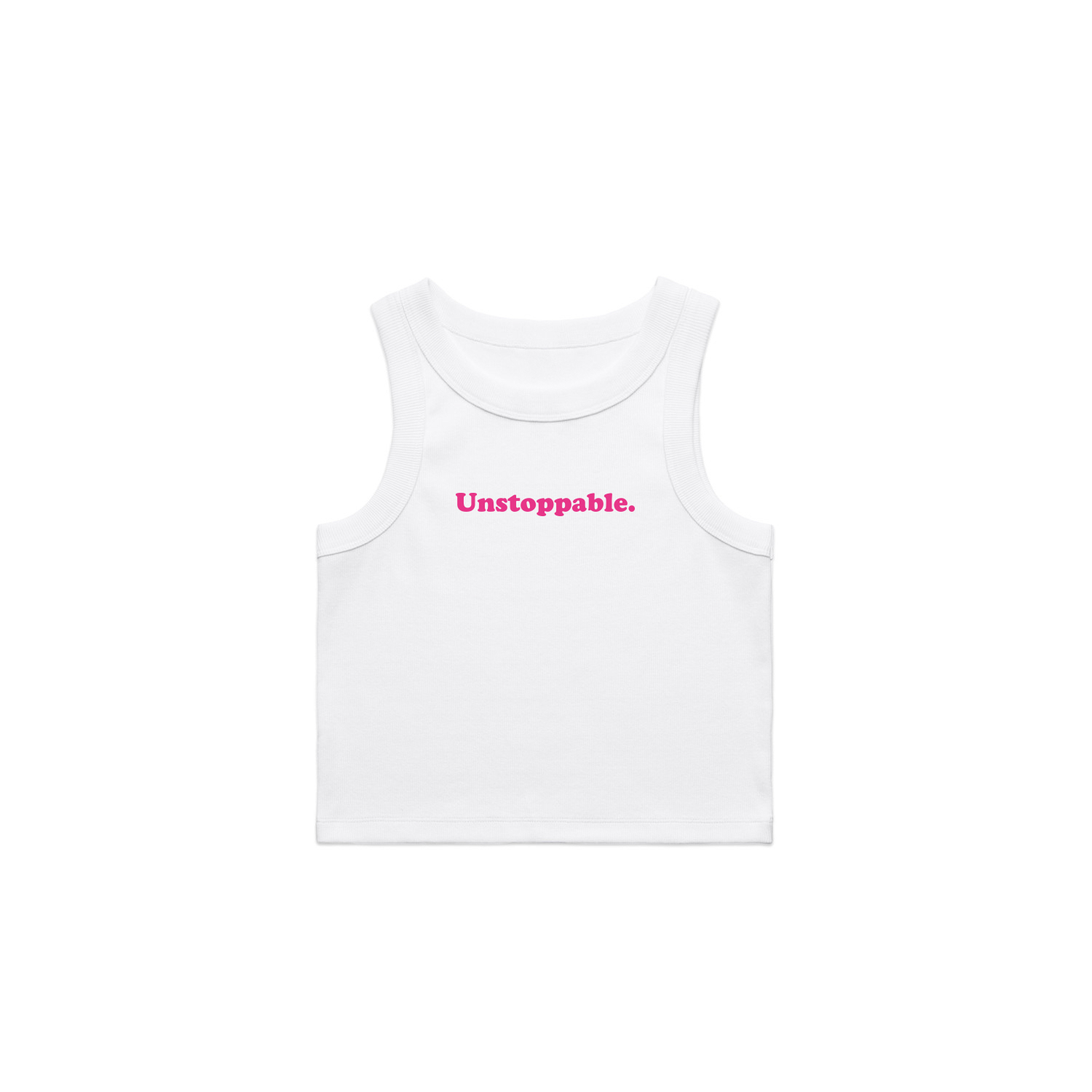 Womens Cropped Tank — Unstoppable (White)