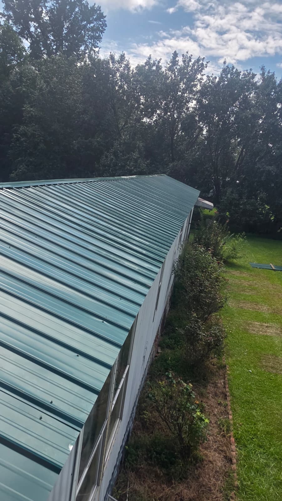 Finished metal roof full length view