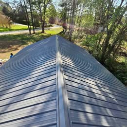 Finished metal roof aerial view