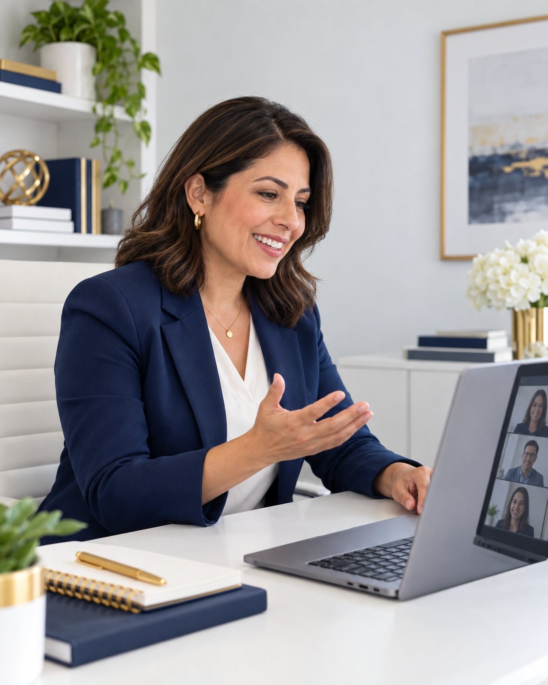 Advisor in a virtual meeting with clients