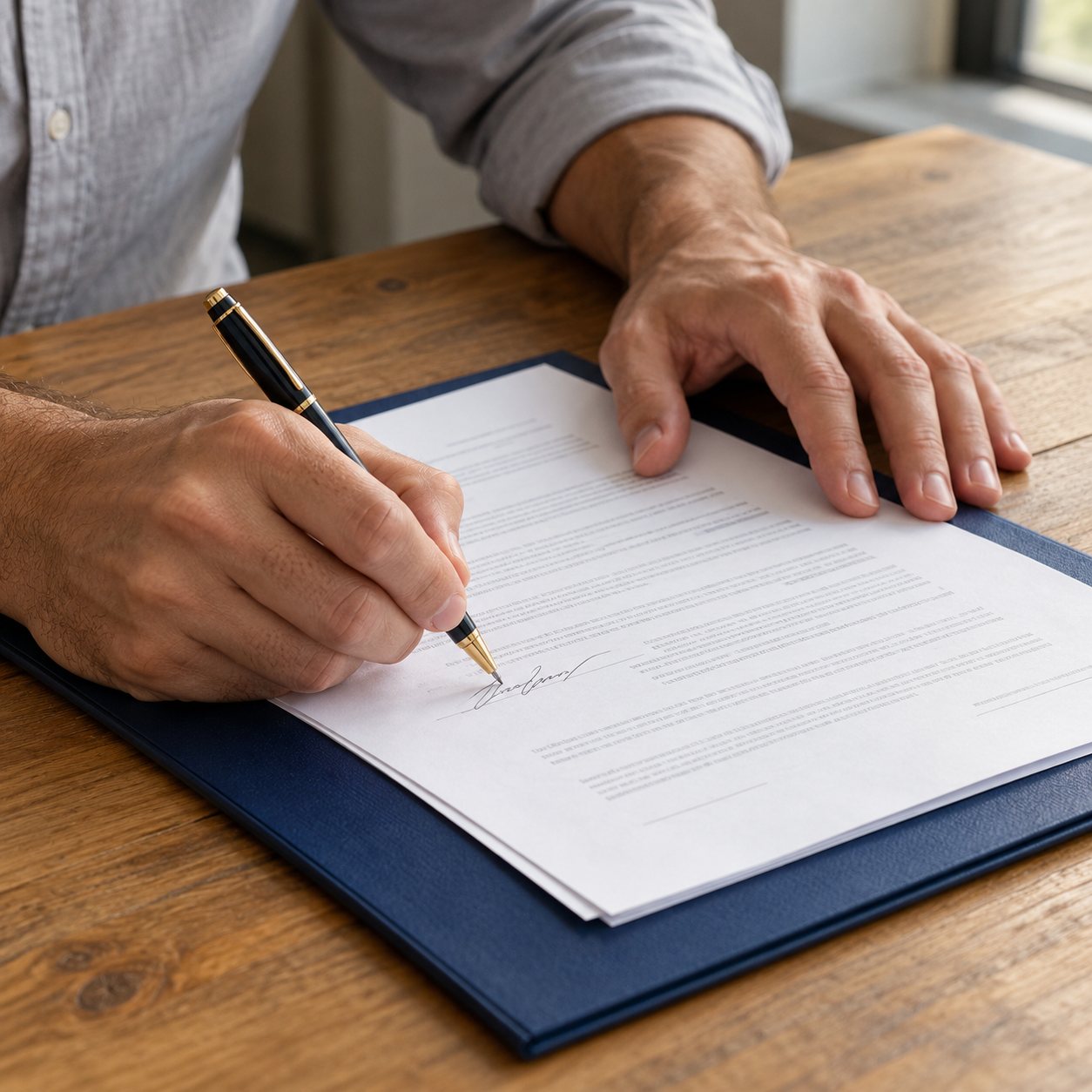 Entrepreneur signing business formation documents