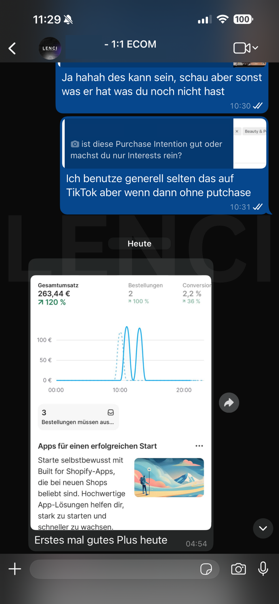 Nachricht von einem Klienten 1