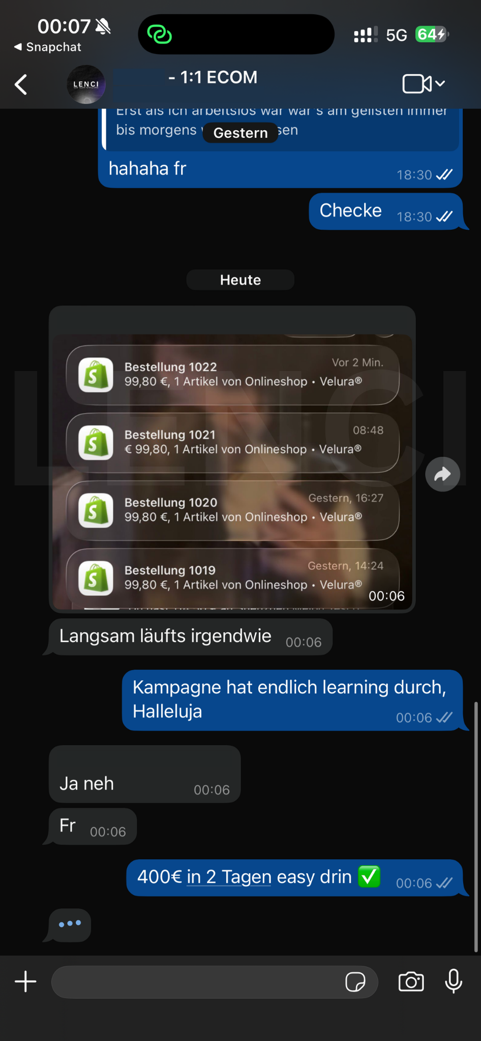 Nachricht von einem Klienten 3