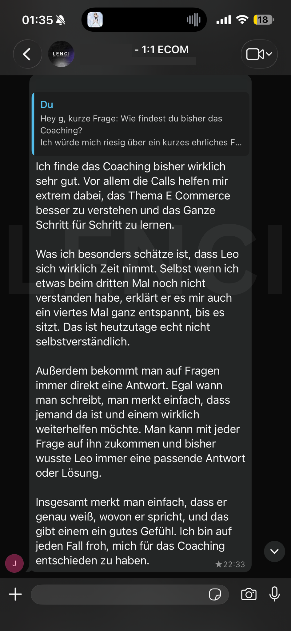 Nachricht von einem Klienten 9