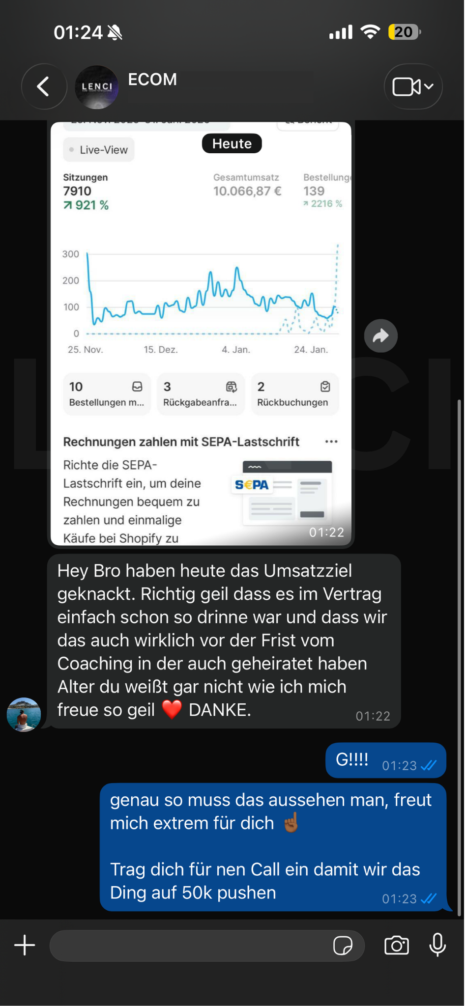 Nachricht von einem Klienten 7