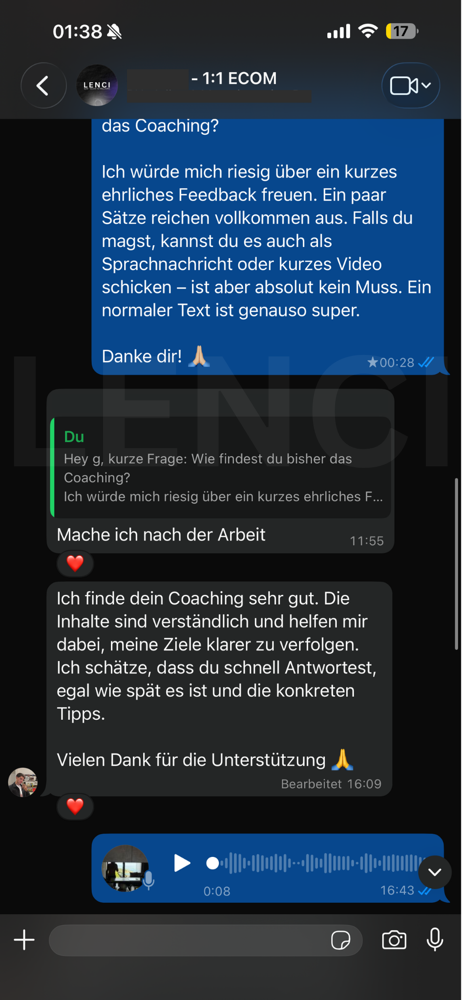 Nachricht von einem Klienten 10