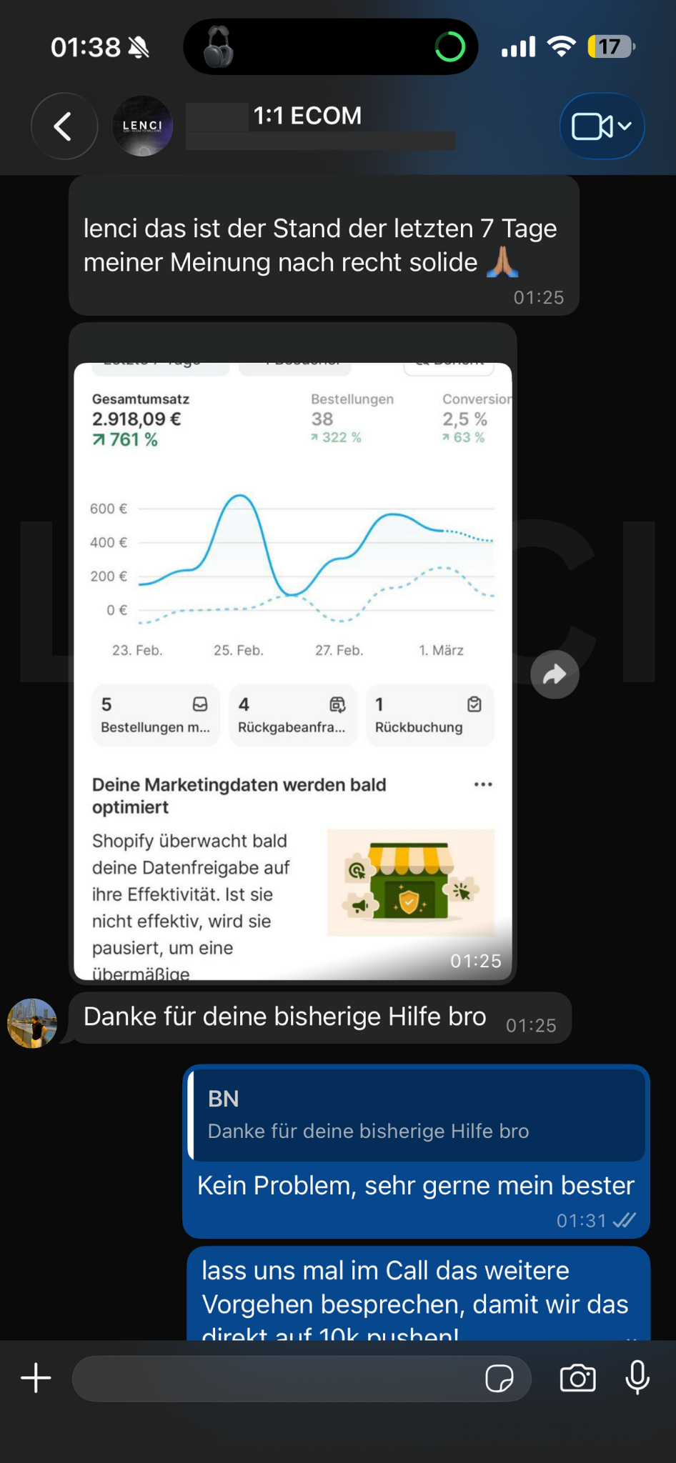 Nachricht von einem Klienten 11
