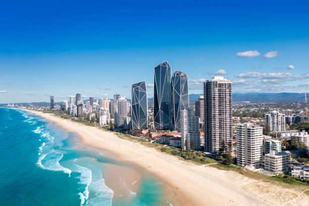 Gold Coast beachfront and skyline from the air