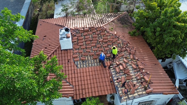 Before — existing tile roof prior to replacement — Coral Springs FL