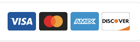 We accept Visa, Mastercard, Amex, and Discover