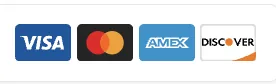 We accept Visa, Mastercard, Amex, and Discover