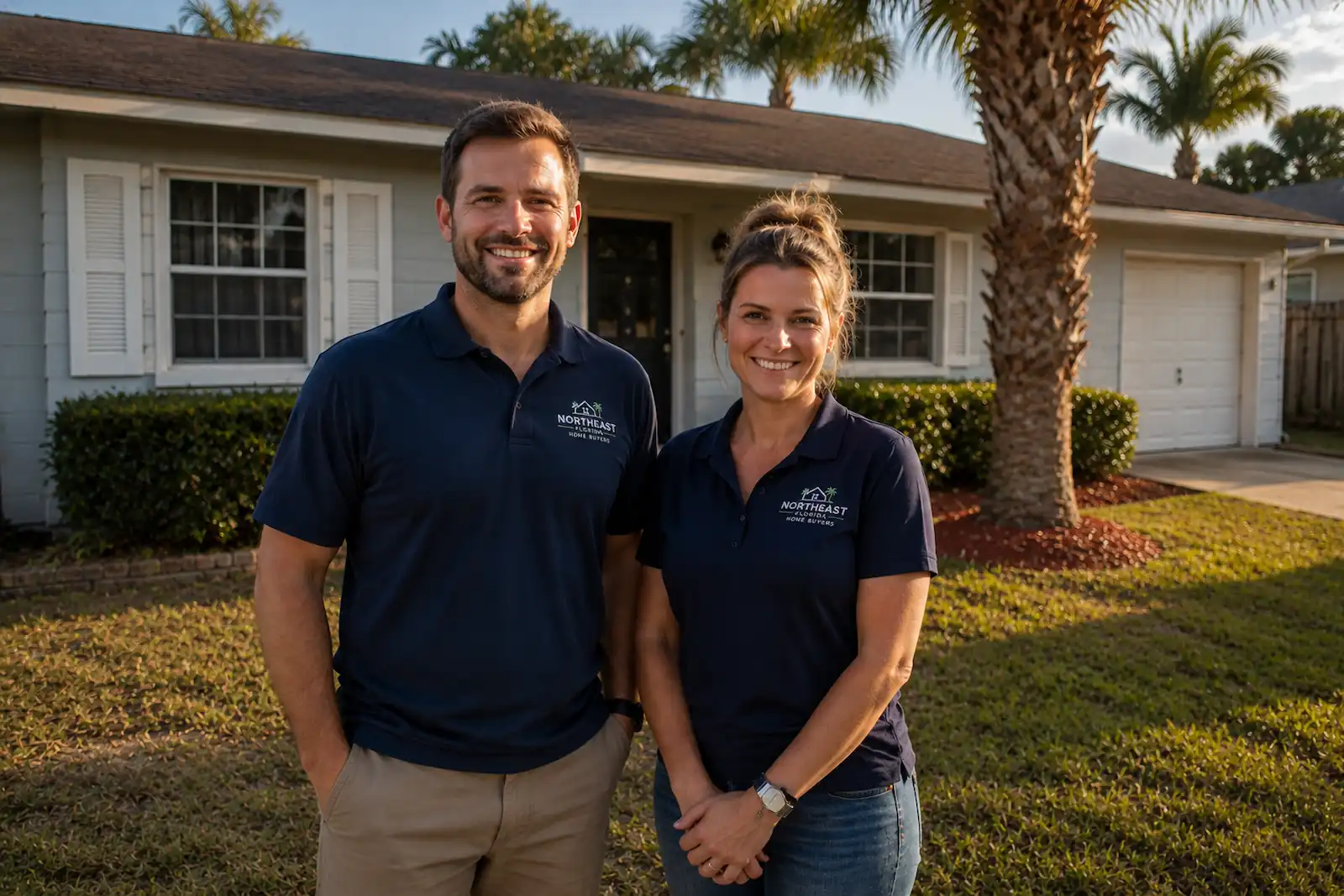 The Northeast Florida Home Buyers team standing in front of a home in Jacksonville, FL