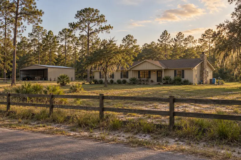 Typical acreage home on well and septic in Middleburg, Clay County, FL