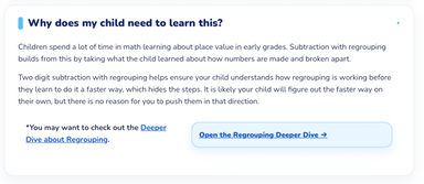 screen capture of a text section about why a child needs to learn this math. screen capture of a text section about why a child needs to learn this math.