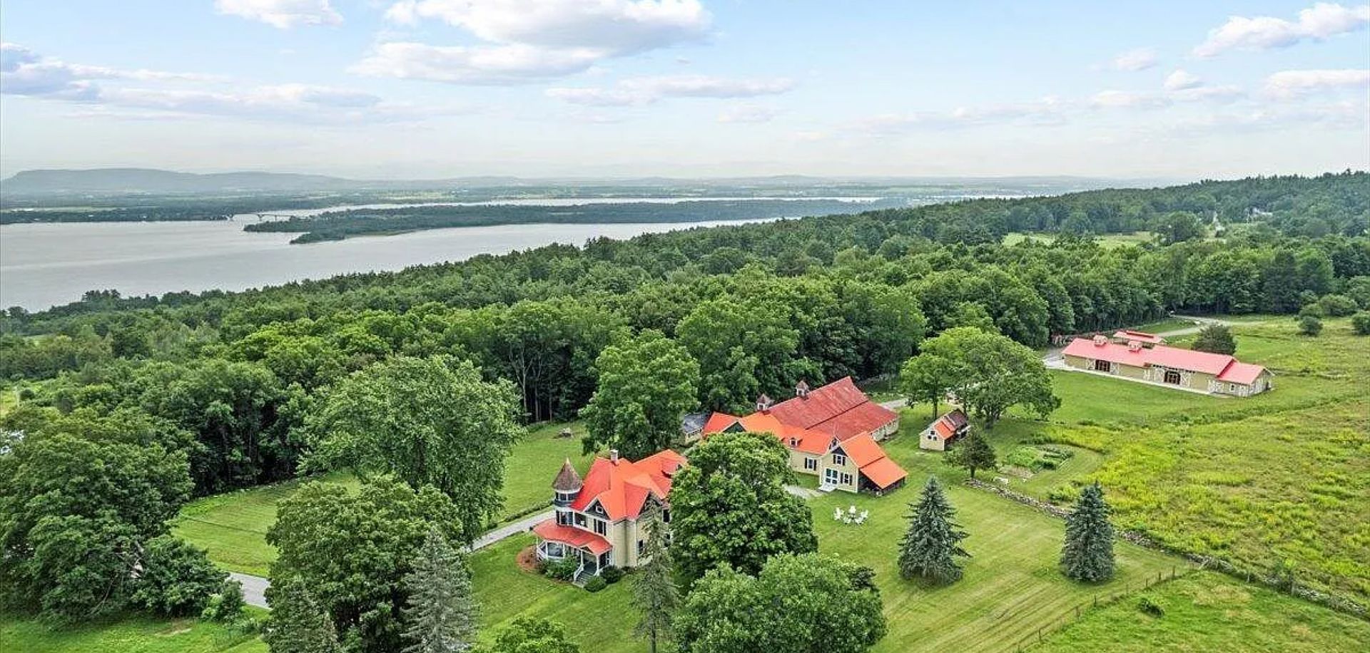 Lake Champlain from the hillside at The Barns at Edgemont Inn