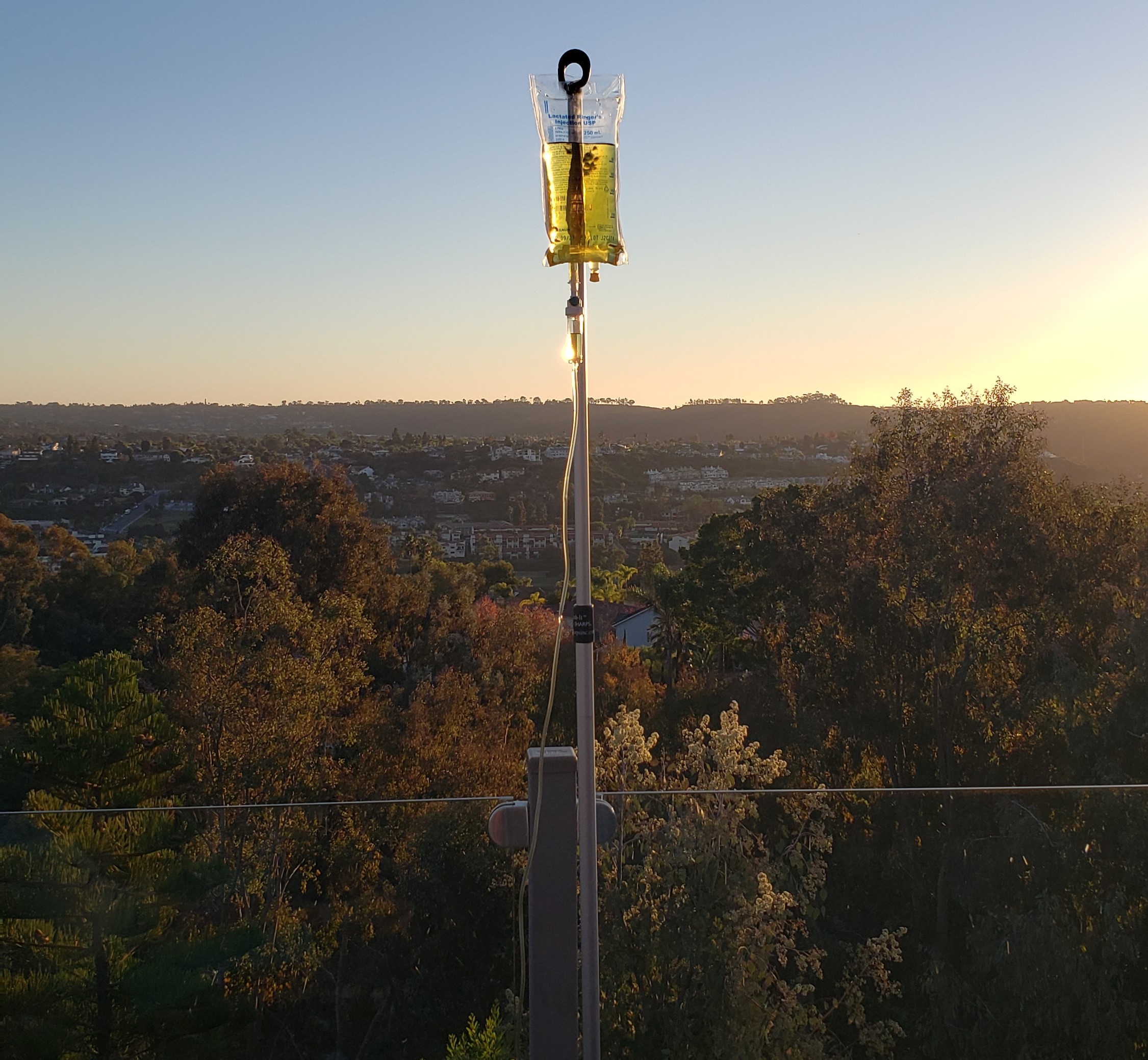 Outdoor IV therapy at sunset in La Jolla