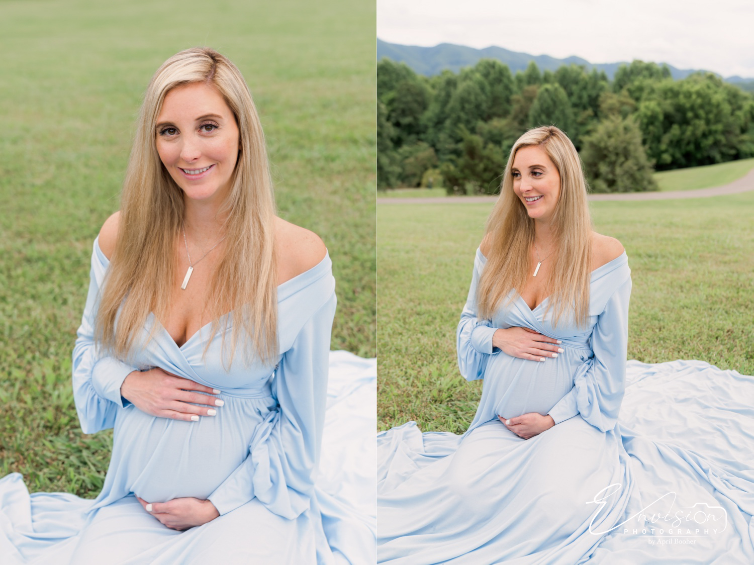 Partner supporting mother-to-be during family maternity portraits