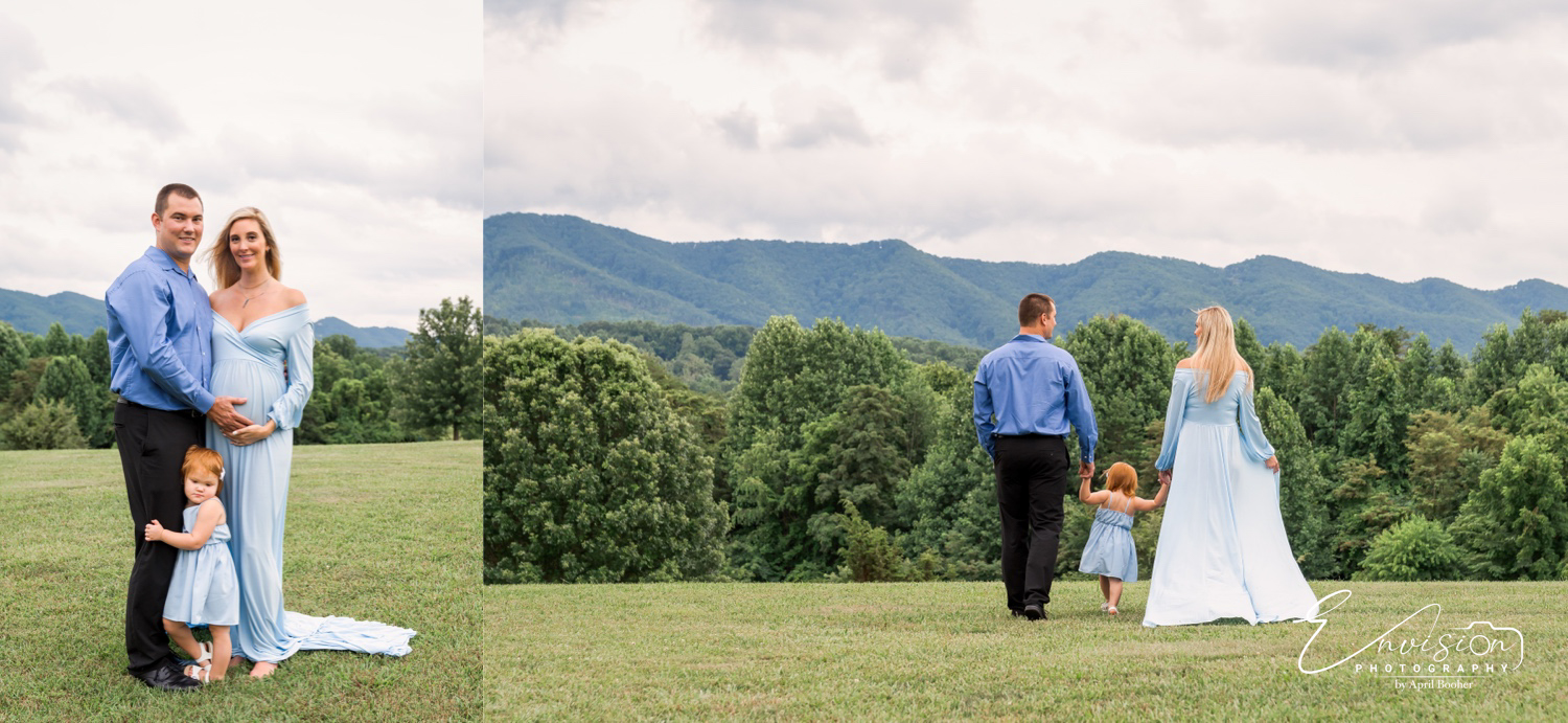 Candid family interaction during maternity photography in Johnson City