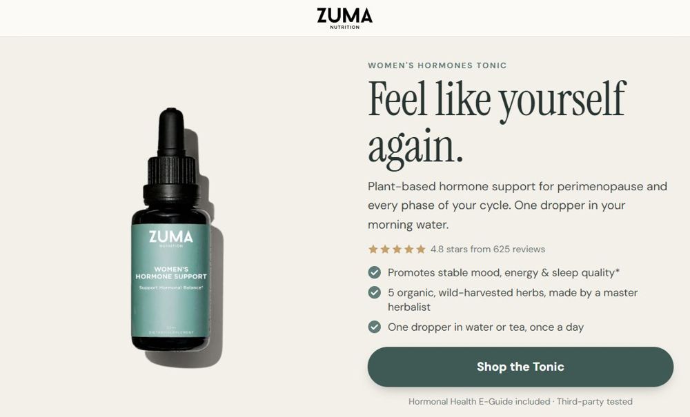 The new Women's Hormones Tonic product page