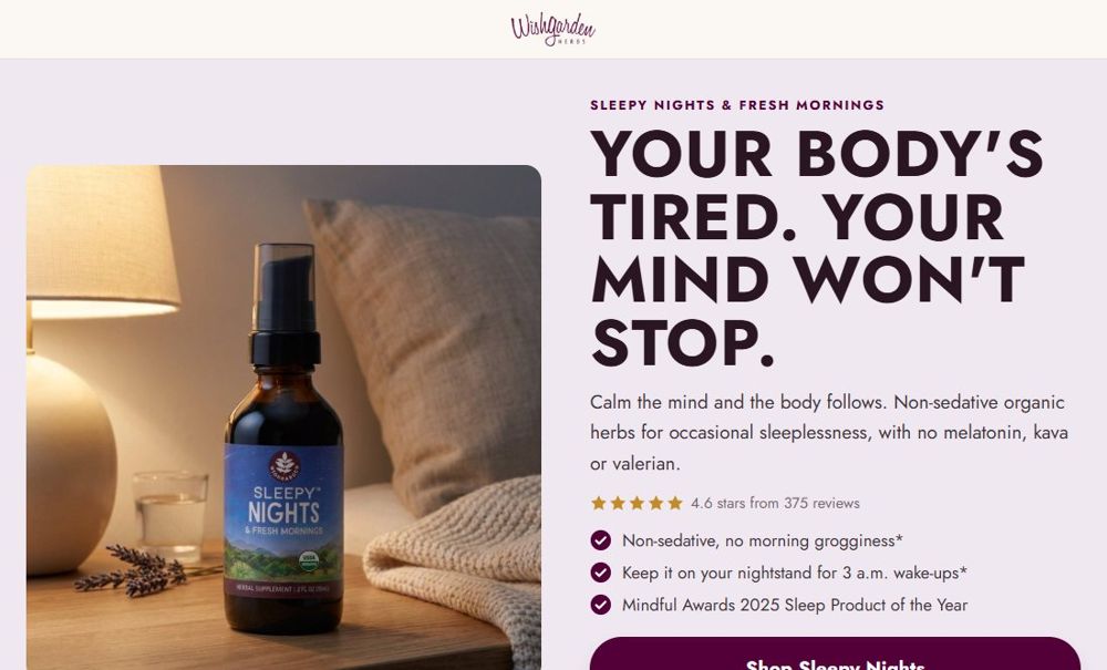 The new Sleepy Nights product page