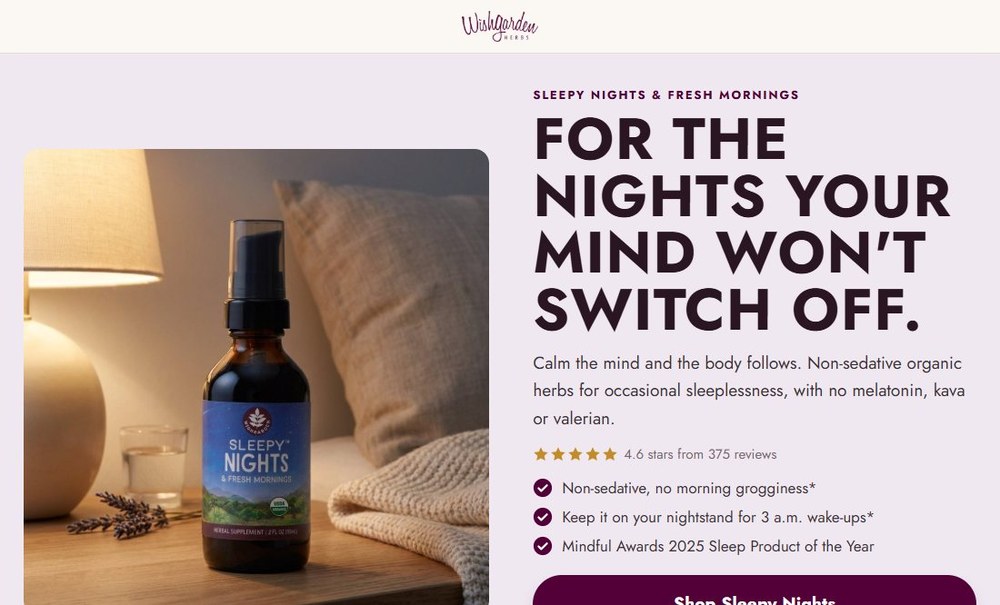 The new Sleepy Nights product page