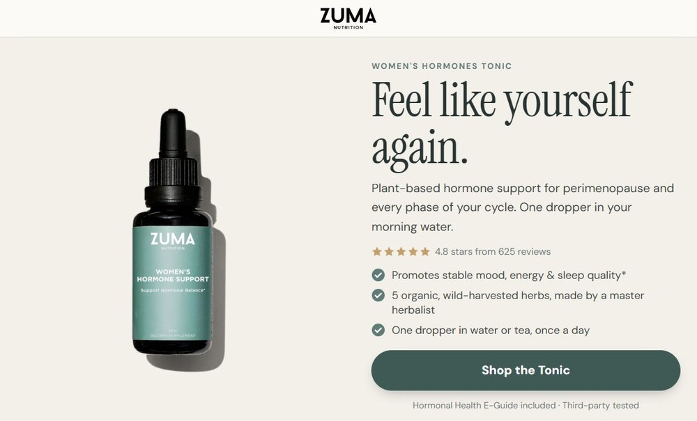 The new Women's Hormones Tonic product page