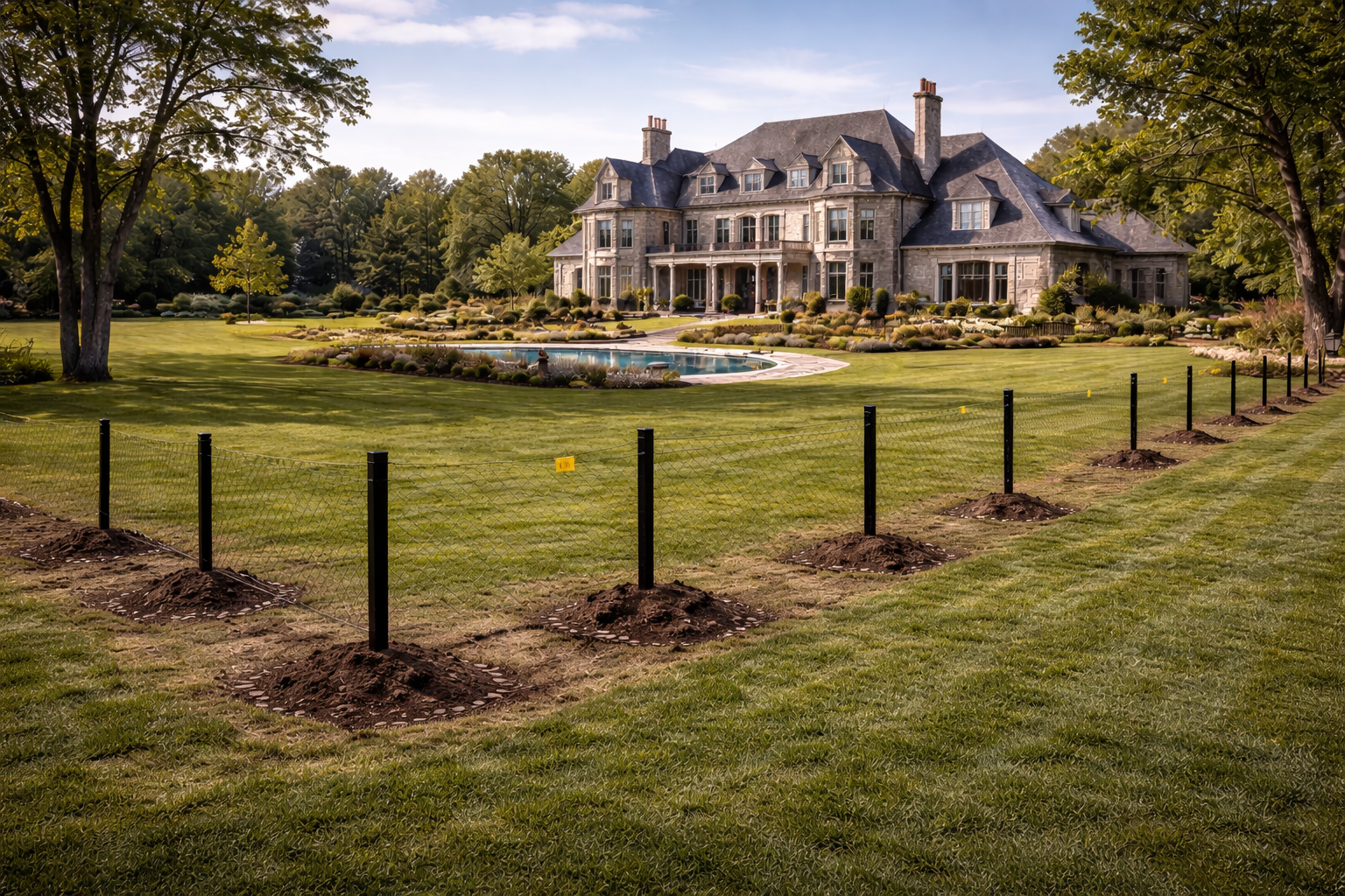 Ornamental steel fence before