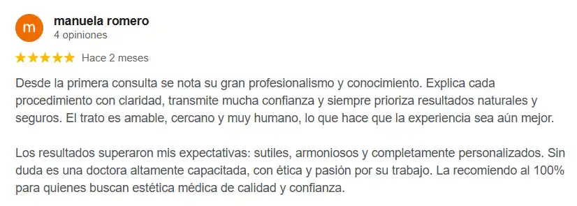 Reseña de Google de Manuela Romero, 5 estrellas