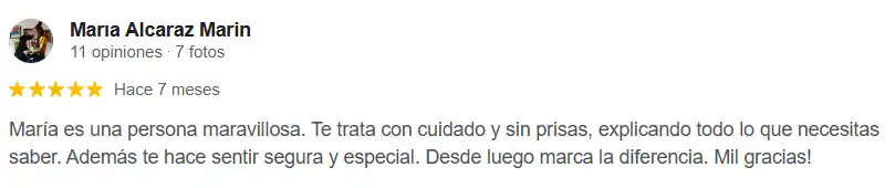 Reseña de Google de María Alcaraz Marín, 5 estrellas