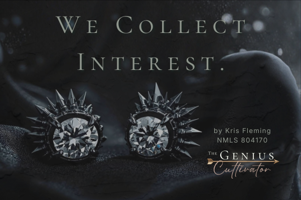 Graphic titled We Collect Interest by Kris Fleming, NMLS 804170, featuring The Genius Cultivator logo and a world map, representing solopreneur freedom and global remote work. Graphic titled We Collect Interest by Kris Fleming, NMLS 804170, featuring The Genius Cultivator logo and a world map, representing solopreneur freedom and global remote work.