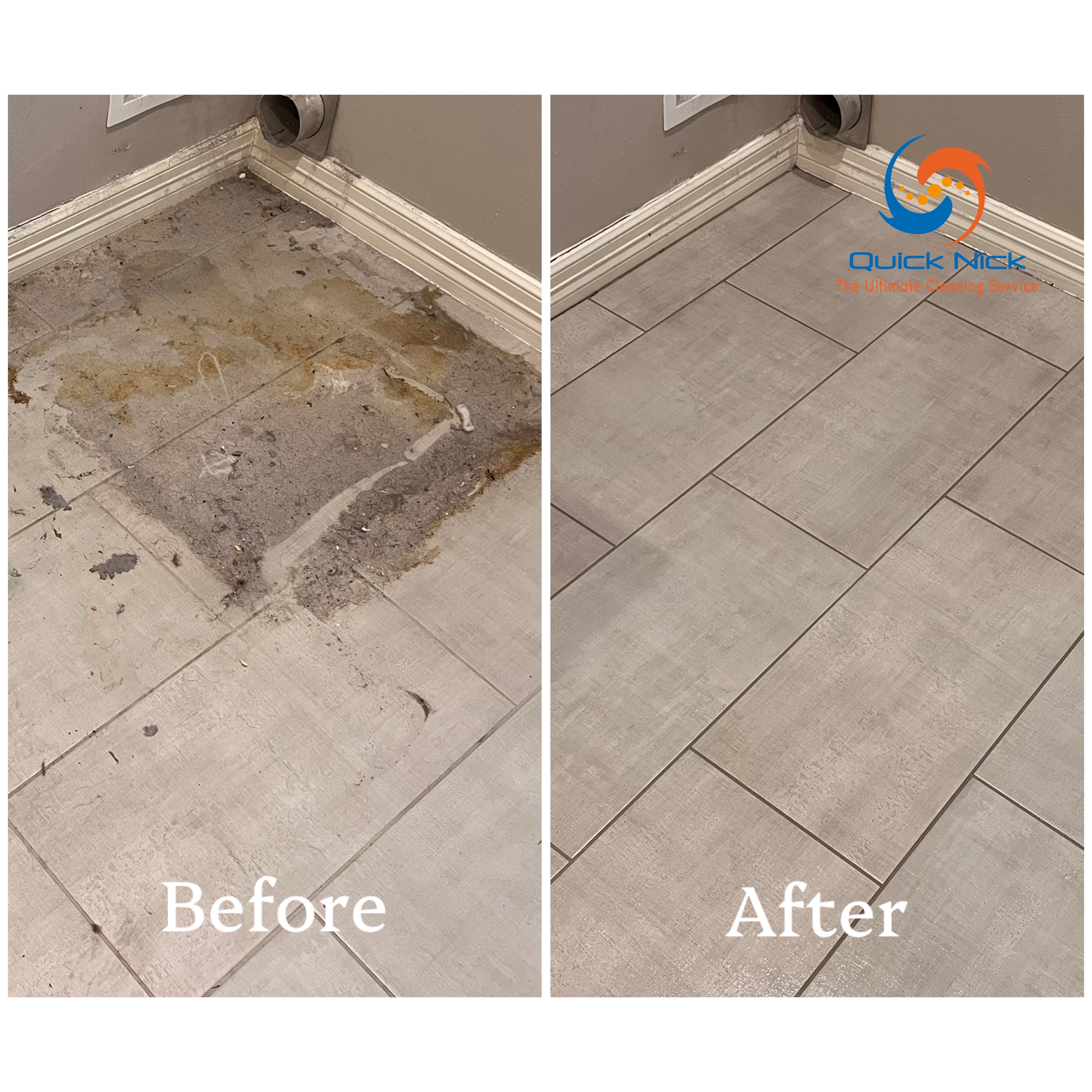 Before and after tile cleaning in residential laundry room - Quick Nick's Cleaning Spring TX Before and after tile cleaning in residential laundry room - Quick Nick's Cleaning Spring TX