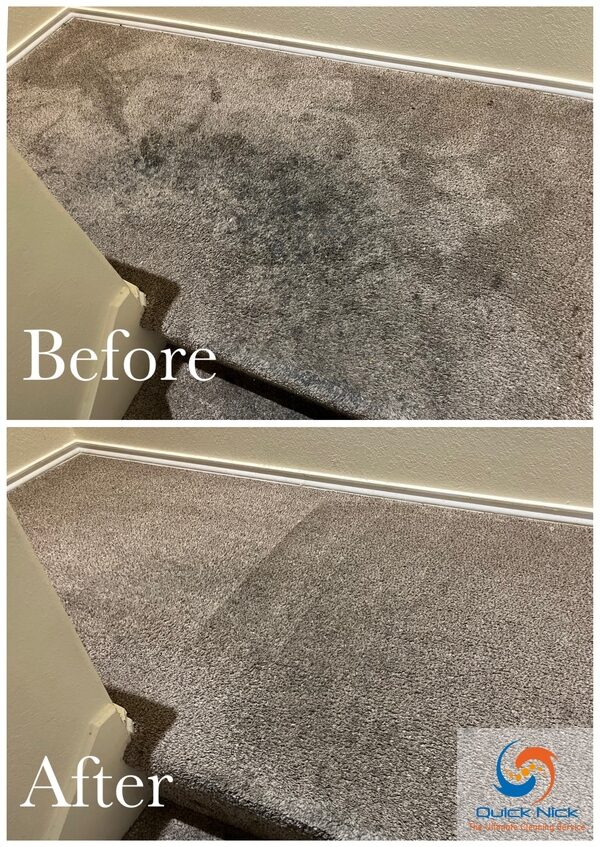 Heavy traffic staircase before and after cleaning Heavy traffic staircase before and after cleaning