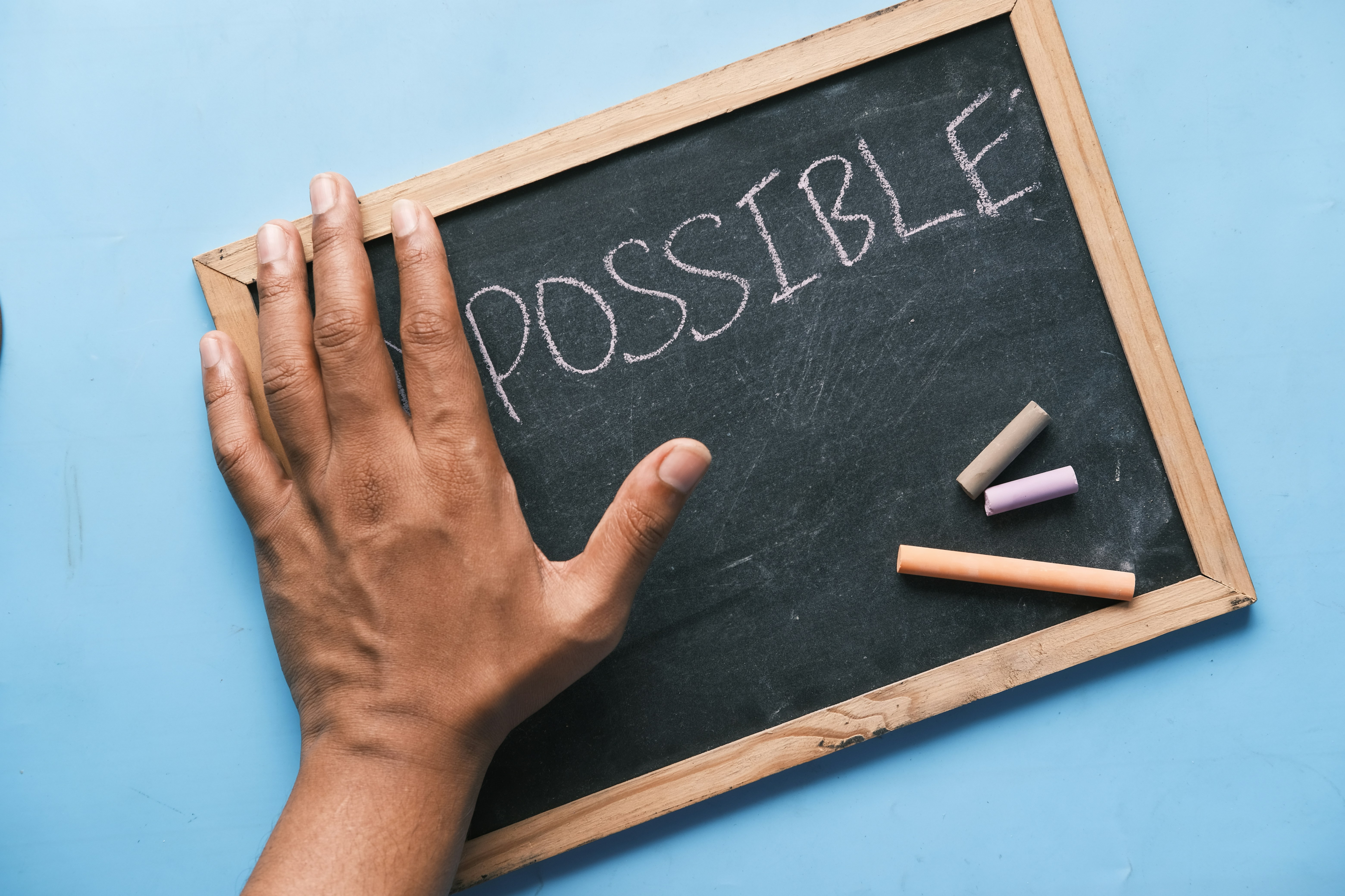 Word 'possible' on a chalk board Word 'possible' on a chalk board