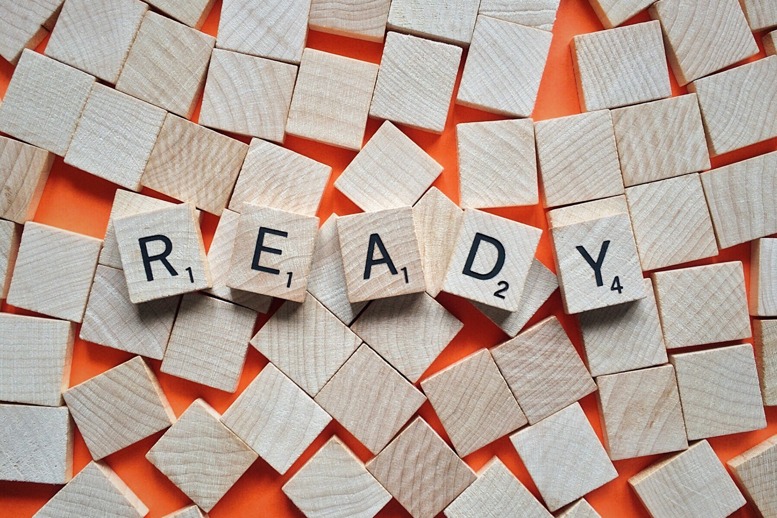Tiles spelling out 'ready'