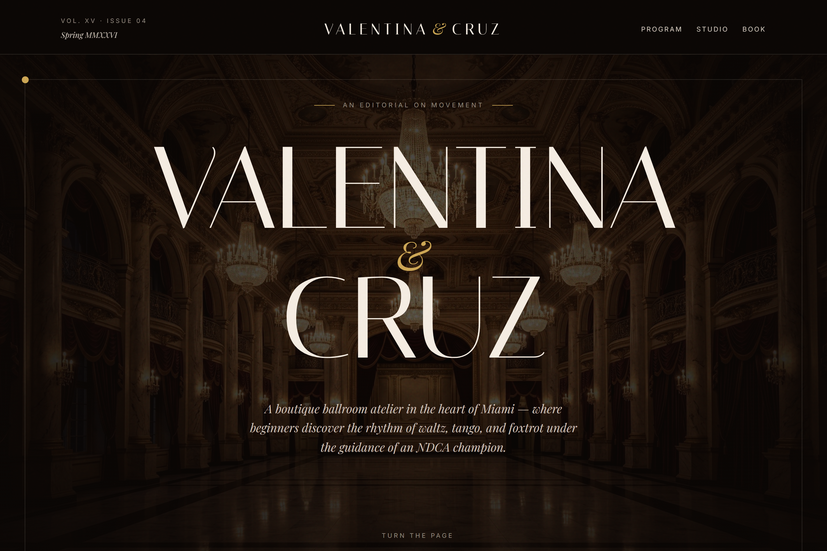Valentina & Cruz, cinematic ballroom funnel