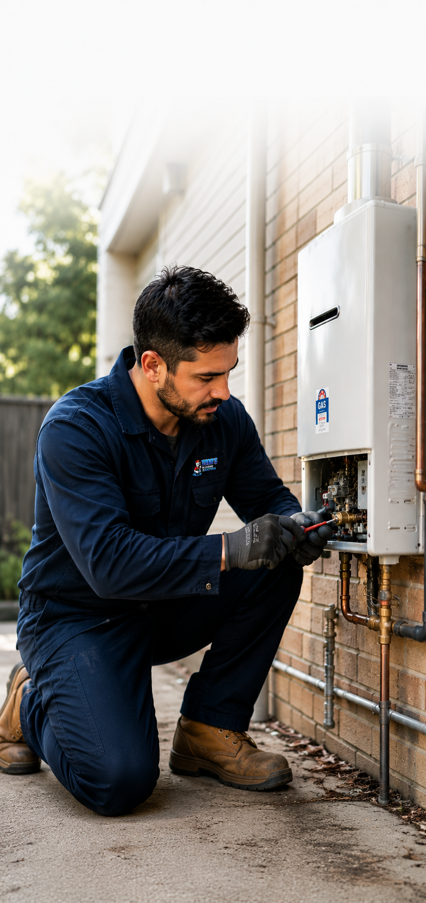 Gold Coast gas fitter diagnosing a gas hot water system